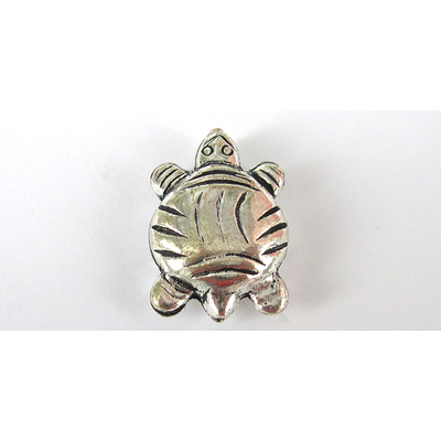 Sterling Silver Plate Copper bead Turtle 14x21mm 4 pack
