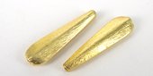 Gold Plate Copper 27x7mm Flat Teardrop 6 pack-findings-Beadthemup