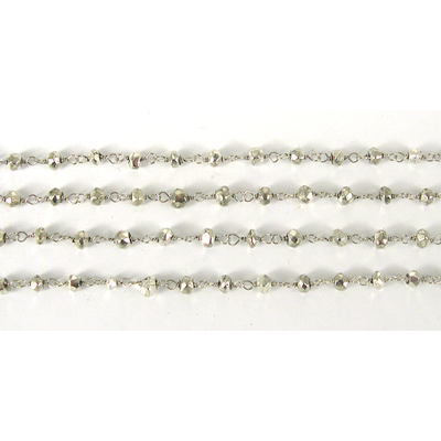 Sterling Silver+Sterling Silver plate Pyrite Chain per 50cm