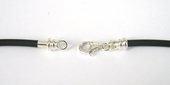 LAST ONE Sterling Silver 45cm 3mm rubber screw end necklace-findings-Beadthemup