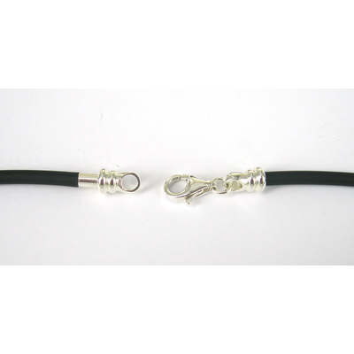 LAST ONE Sterling Silver 45cm 3mm rubber screw end necklace