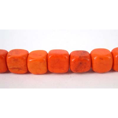 Howlite Dyed Cubed Nugget 8mm Orange beads per strand