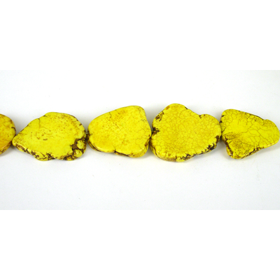 Howlite Dyed Yellow Flat ngget strand approx 30- 60mm
