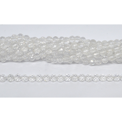 Clear Quartz 6mm Fac Round beads per strand 64 Beads