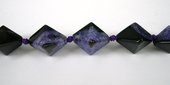 Agate Dyed Crackled Pyrmd/Dmnd 20mm Purplee/16-beads incl pearls-Beadthemup