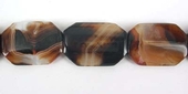 Agate banded 25x35mm Polished Flat 6 Sde Rectangle beads per strand 11-beads incl pearls-Beadthemup