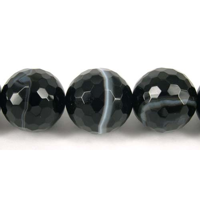 Black banded Agate 20mm Fac round/20