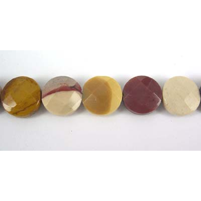Mookaite 14mm Faceted Flat Round beads per strand 26