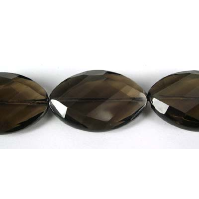 LAST STRANDS Smokey Quatrz 20x30mm Fac. Flat Olive beads per str13