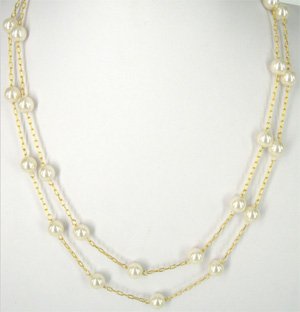 16ct Gold plt Chain w/Pearl 1m no clasp - Necklace Pearl : Findings ...