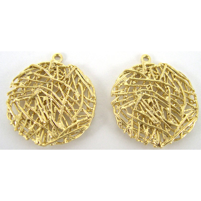 Gold plt Pendant Coin 20x22mm 2 pack