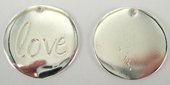 Sterling Silver plt Pendant Coin w/love 22mm 2 pack-findings-Beadthemup