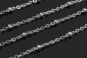 Sterling Silver plt Chain Cable+2mm beads/M-findings-Beadthemup