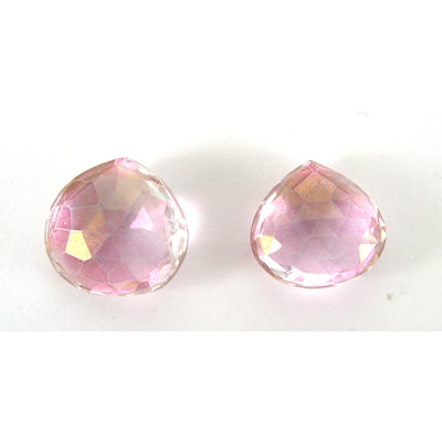 Pink Topaz coated Faceted flat brioltt 10mm