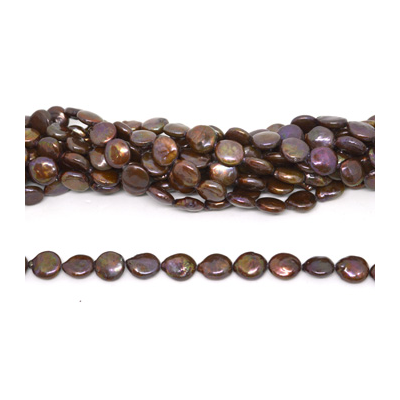 Fresh Water Pearl Coin 11mm Brown 33/strand