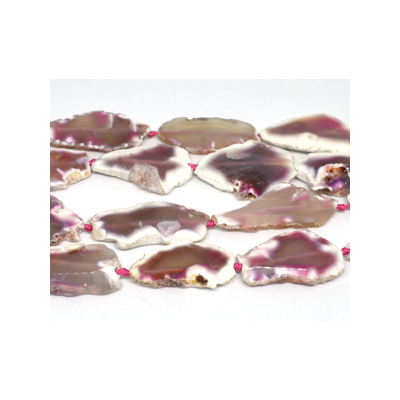 Agate Dyed Slice App.40x30mm Pink/8Beads