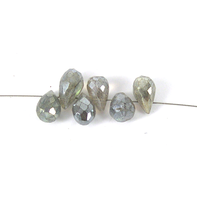 Labradorite coatd 6x4mm Faceted T/Drill Bril