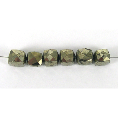 Pyrite 6mm Faceted Cube beads