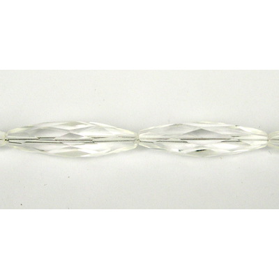 Clear Quartz 10x35mm Faceted long Olive bead EACH