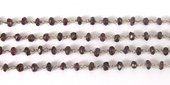 Sterling Silver Handmade chain Garnet per M-beads incl pearls-Beadthemup