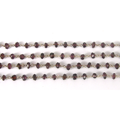 Sterling Silver Handmade chain Garnet per 50cm