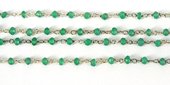 Sterling Silver Handmade chain Gren Onyx per M-beads incl pearls-Beadthemup