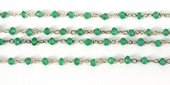 Sterling Silver Handmade chain Green Onyx per 50cm-beads incl pearls-Beadthemup