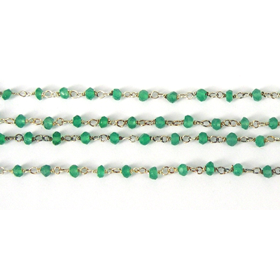 Sterling Silver Handmade chain Green Onyx per 50cm