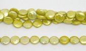 Fresh Water Pearl Coin 12mm Lime 30/strand-beads incl pearls-Beadthemup