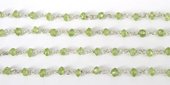 Sterling Silver + Peridot handmade Chain per 50cm-beads incl pearls-Beadthemup