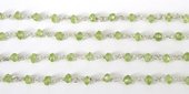 Sterling Silver + Peridot handmade Chain per M-beads incl pearls-Beadthemup