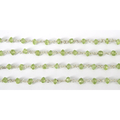Sterling Silver + Peridot handmade Chain per 50cm
