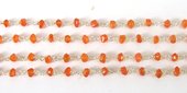Sterling Silver + Carnelian Handmade Chain per 50cm-beads incl pearls-Beadthemup