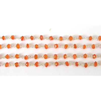 Sterling Silver + Carnelian Handmade Chain per 50cm