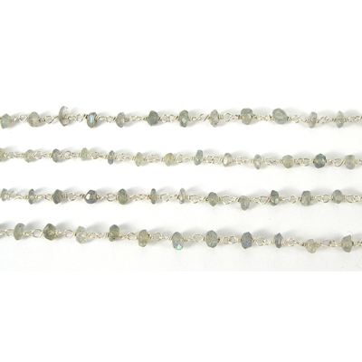 Sterling Silver + Labradorite Hanmade Chain per 50cm
