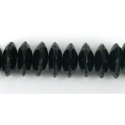 Black Agate 18x8mm Fac Rondel beads per strand 10 Beads