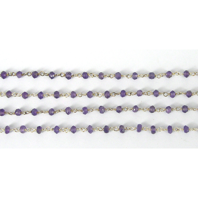 Sterling Silver + Amethyst Handmade Chain per 50cm