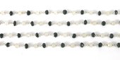 Sterling Silver & Spinel & Moonstone Chain per 50cm-beads incl pearls-Beadthemup