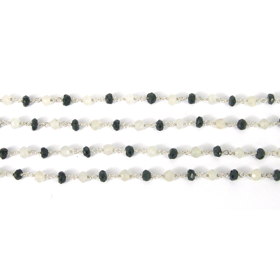 Sterling Silver & Spinel & Moonstone Chain per 50cm