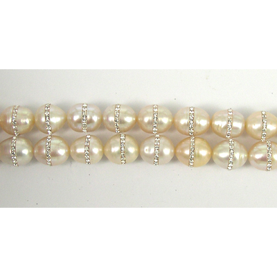 Fresh Water Pearl Pink 9-10mm W/Swarovski EACH Bead