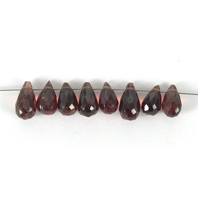 Garnet 6x4mm Faceted T/Drill flat Briolette