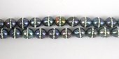 Fresh Water Pearl Black 9-10mm W/Swarovski  Bead-beads incl pearls-Beadthemup
