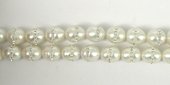 Fresh Water Pearl White 9-10mm W/Swarovski  Bead-beads incl pearls-Beadthemup