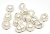 Fresh Water Pearl White 9-10mm W/Swarovski  Bead-beads incl pearls-Beadthemup
