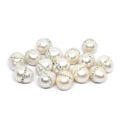 Fresh Water Pearl White 8-9mm W/Swarovski per bead