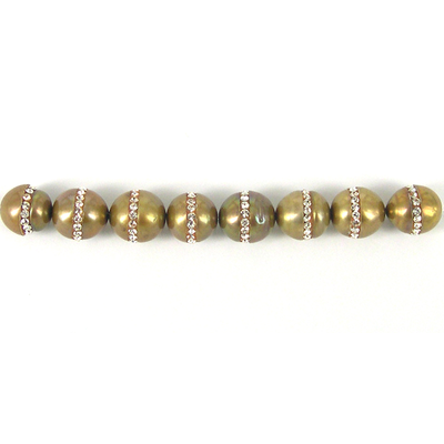 Fresh Water Pearl Gold 9-10mm W/Swarovski  EACH Bead