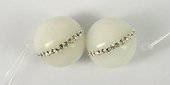 White Jade 20mm round w/Swarovski EACH Bead-beads incl pearls-Beadthemup