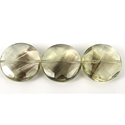 Lemon Quartz 25mm Faceted Flat Round bead