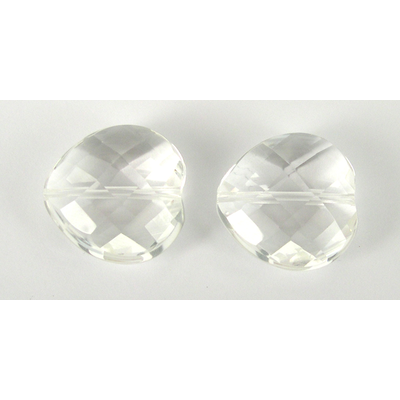 Clear Quartz Fac Flat Heart 22mm Bead