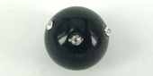 Black Glass W/Crystal 14mm EACH bead-glass beads-Beadthemup